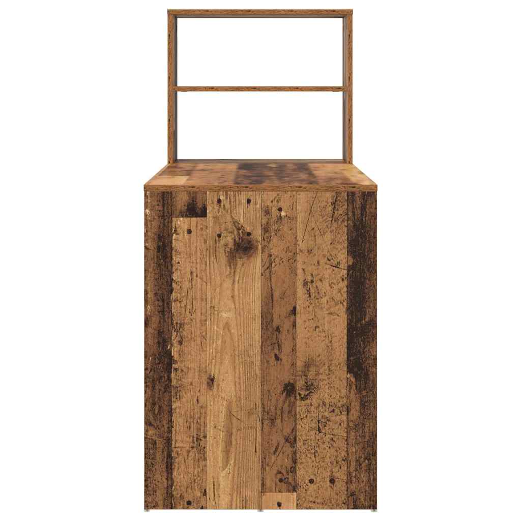 vidaXL Schreibtisch mit Regal Altholz 113 x 54 x 120 cm Holzwerkstoff - Image 6
