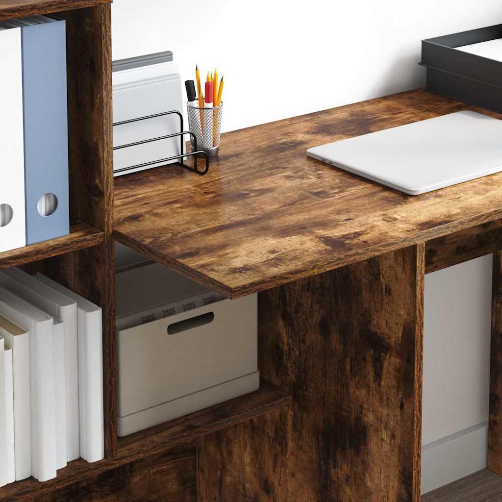 vidaXL Schreibtisch mit Regal Geräucherte Eiche 131,5 x 50 x 106,5 cm - Image 4