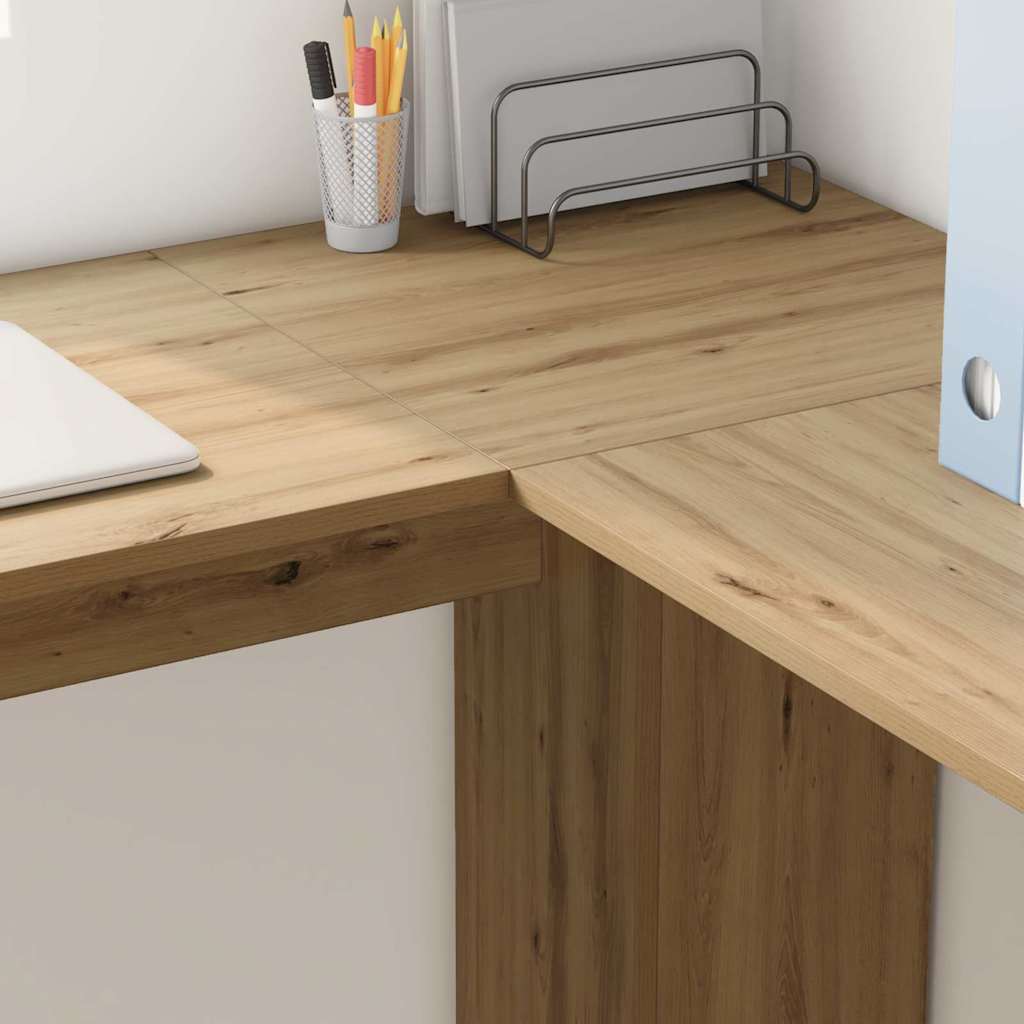 vidaXL Eck-Schreibtisch mit Regal Artisan-Eiche 140 x 113,5 x 75 cm - Image 4