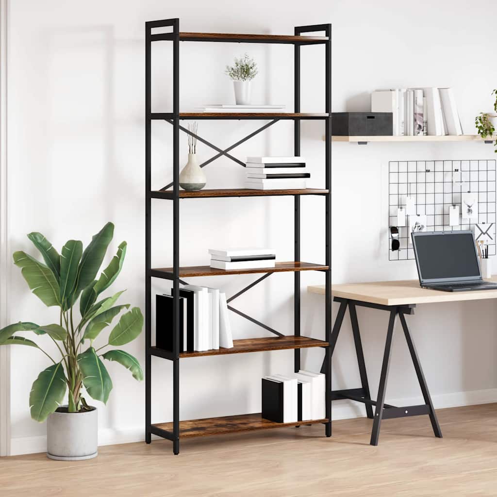 vidaXL Bücherregal Räuchereiche 80 x 30 x 188 cm Holzwerkstoff