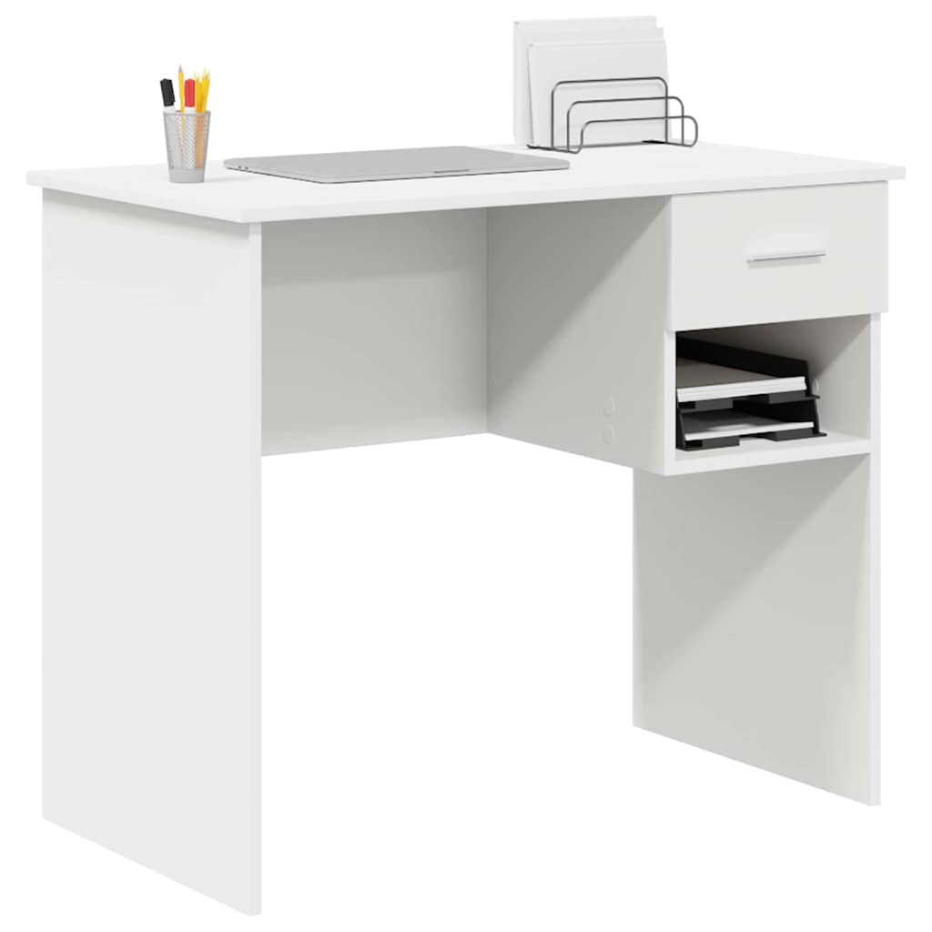 vidaXL Schreibtisch mit Schubladen Weiß 90 x 49 x 75 cm Holzwerkstoff - Image 3