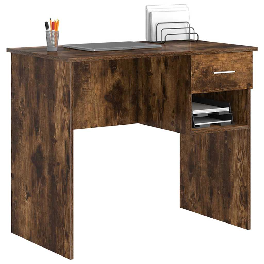 vidaXL Schreibtisch Geräucherte Eiche 90 x 49 x 75 cm Holzwerkstoff - Image 3