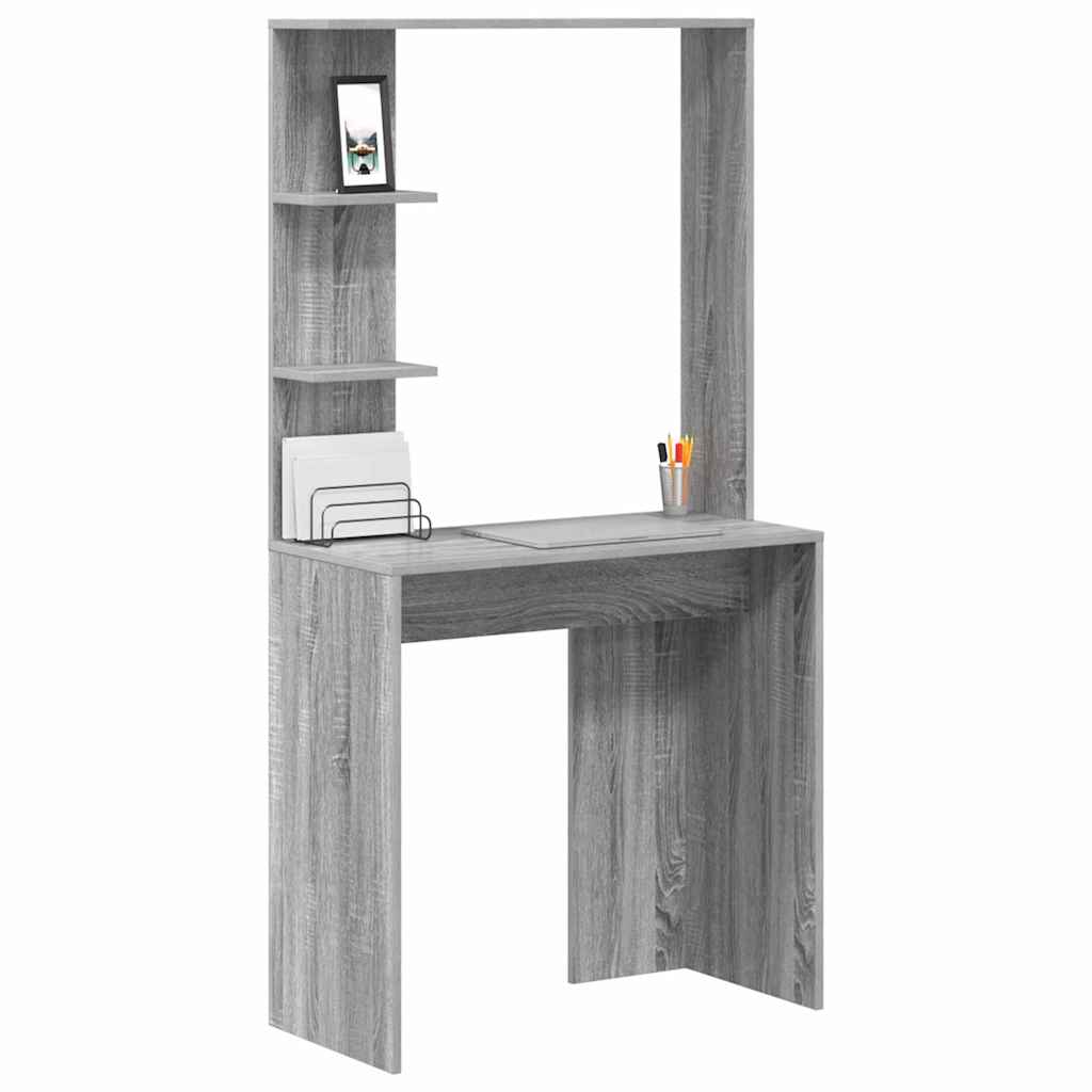 vidaXL Schreibtisch Graues Sonoma 78,5 x 37 x 154,5 cm Holzwerkstoff - Image 3