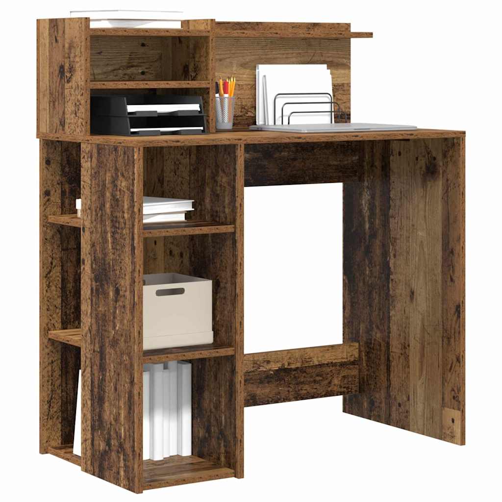 vidaXL Schreibtisch mit Regal Altholz 90 x 48 x 101,5 cm Holzwerkstoff - Image 3