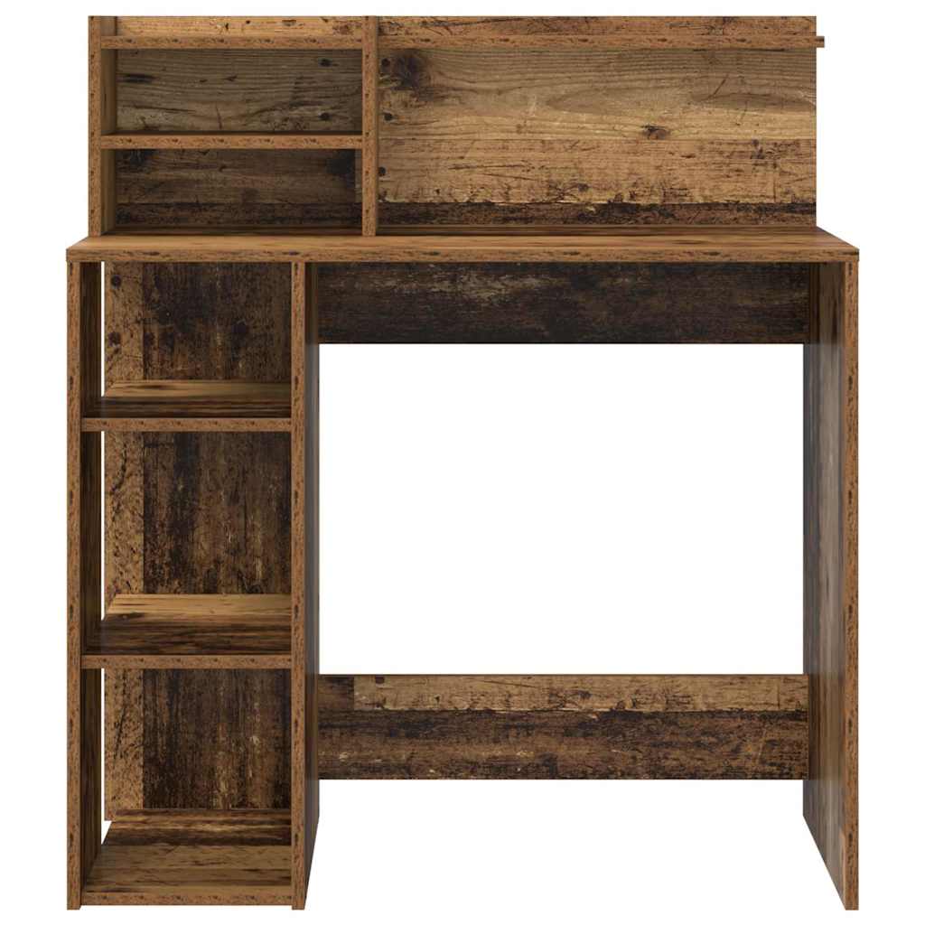 vidaXL Schreibtisch mit Regal Altholz 90 x 48 x 101,5 cm Holzwerkstoff - Image 5