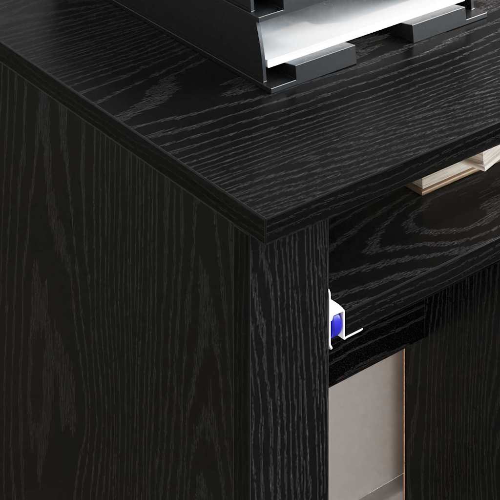 vidaXL Tisch mit Rädern mit Regal Schwarz Eichen-Optik 91 x 50 x 77 cm - Image 4