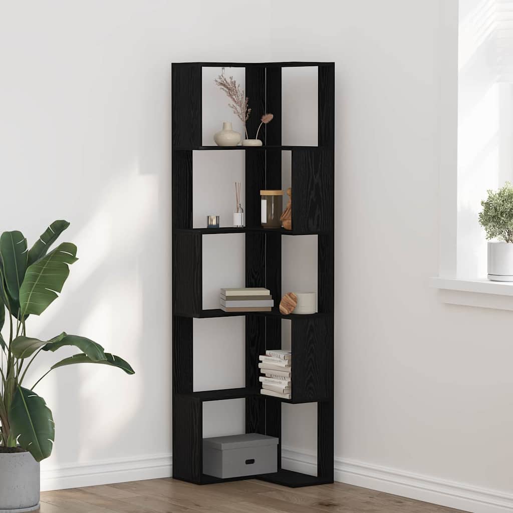 vidaXL Eckregal Schwarz Eichen-Optik 50 x 50 x 179 cm Holzwerkstoff