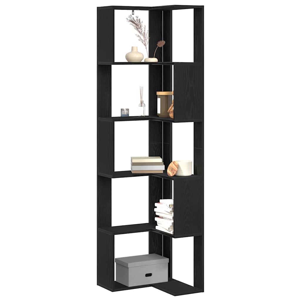 vidaXL Eckregal Schwarz Eichen-Optik 50 x 50 x 179 cm Holzwerkstoff - Image 3