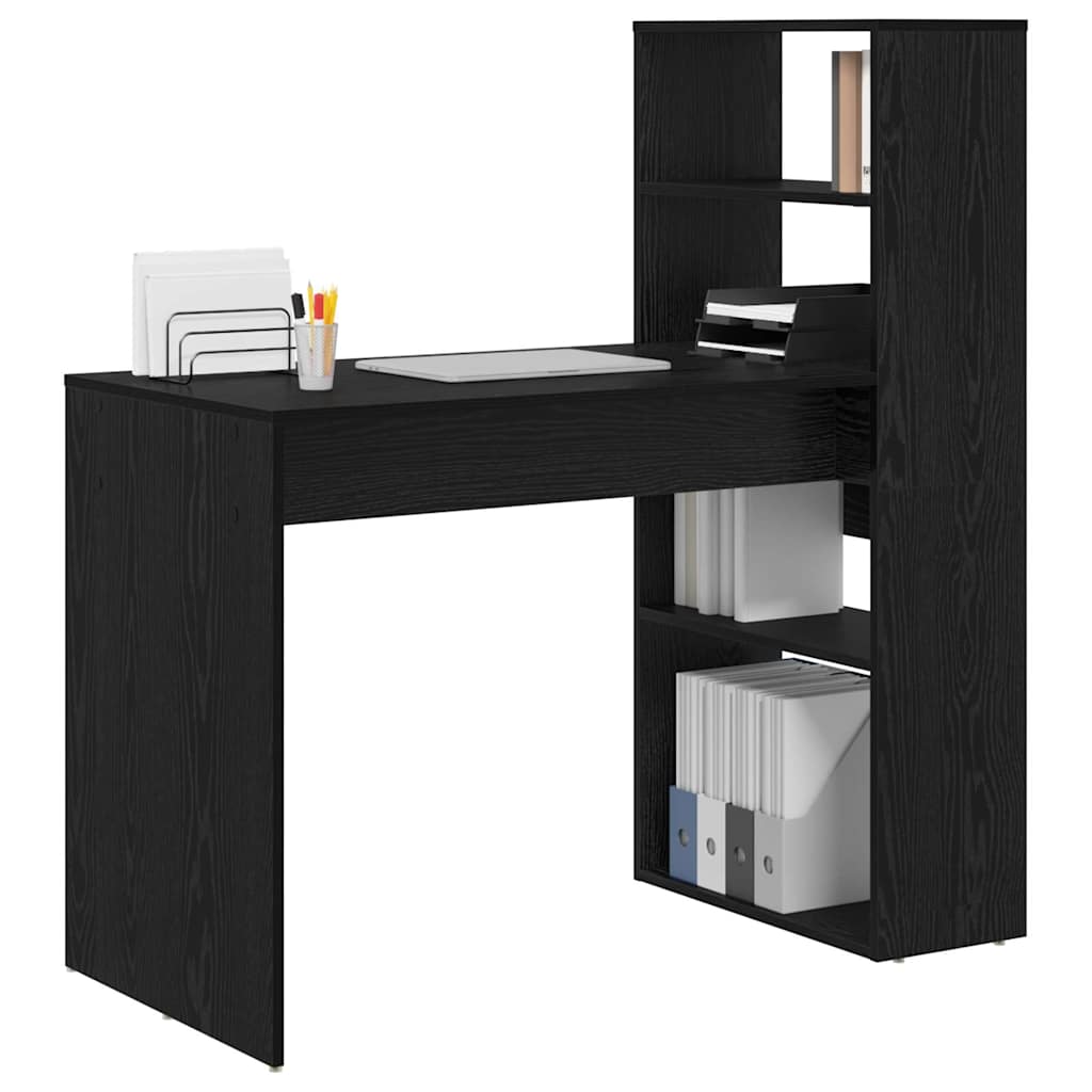 vidaXL Schreibtisch mit Regal Schwarz Eichen-Optik 113 x 54 x 120 cm - Image 3