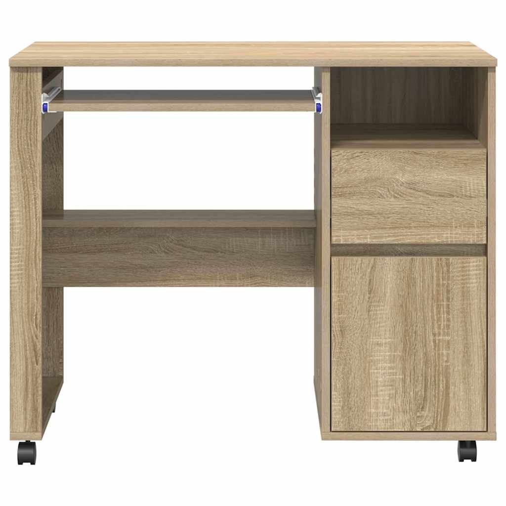 vidaXL Tisch mit Rädern Sonoma-Eiche 91 x 50 x 77 cm Holzwerkstoff - Image 6