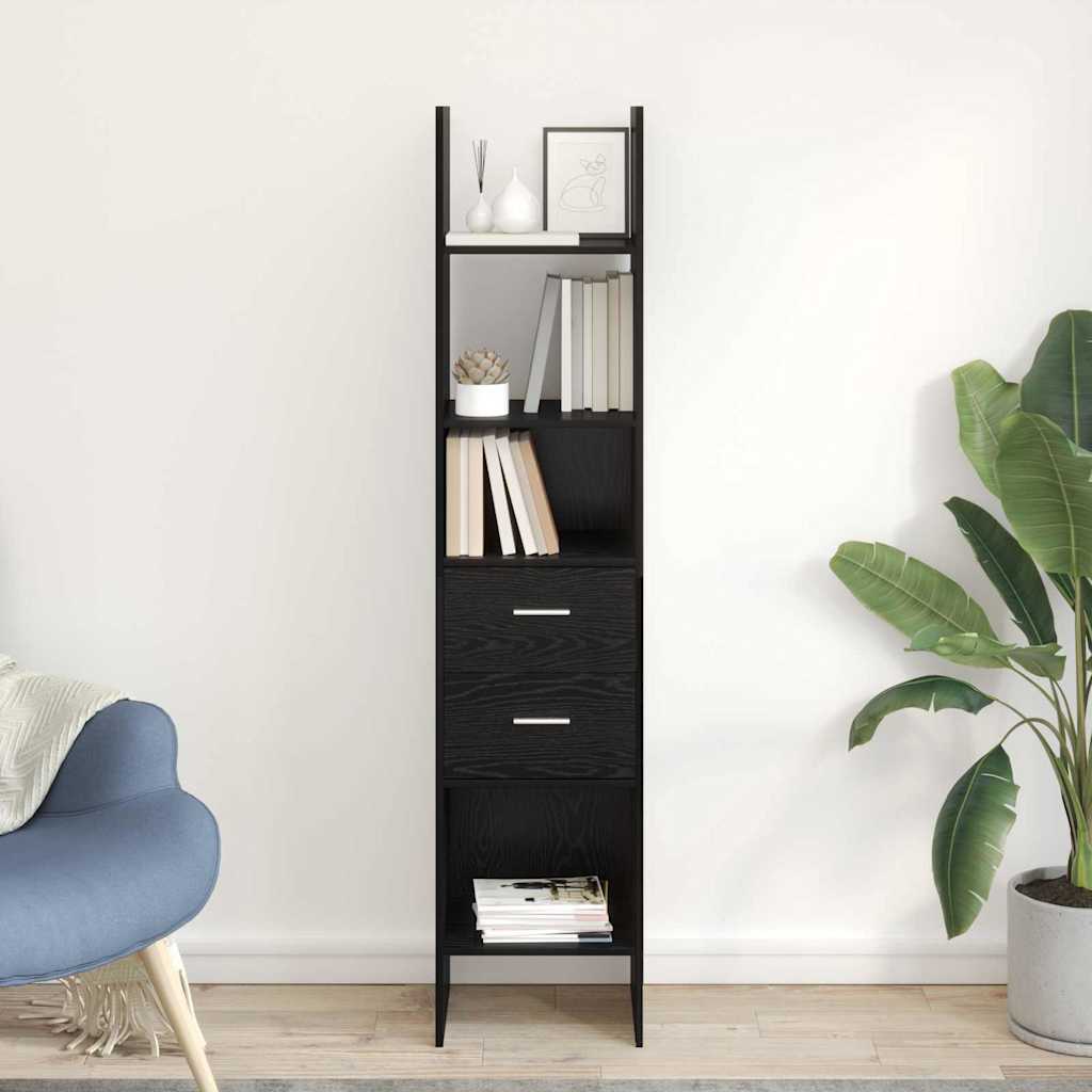 vidaXL Bücherregal Schwarz Eichen-Optik 40 x 35 x 180 cm Holzwerkstoff