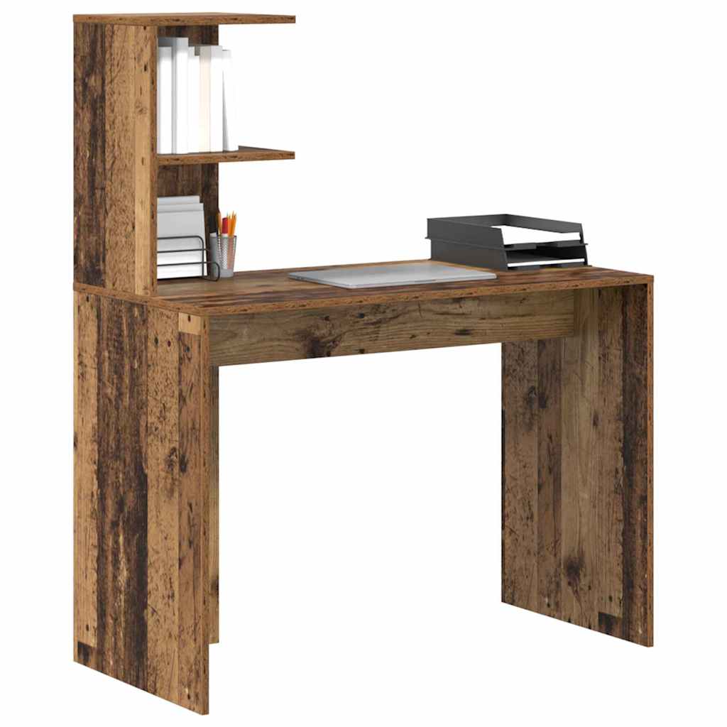 vidaXL Schreibtisch mit Regal Altholz 102 x 50 x 124 cm Holzwerkstoff - Image 3