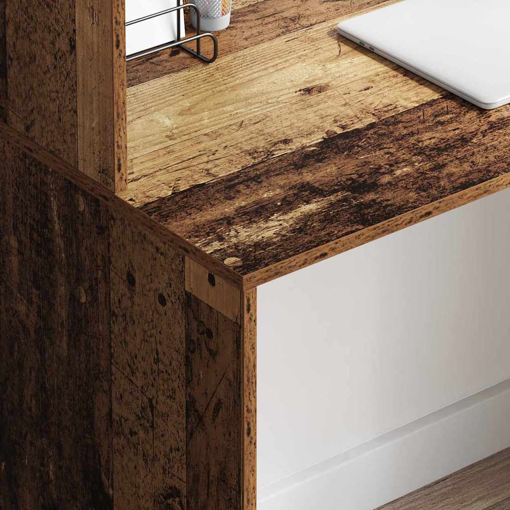 vidaXL Schreibtisch mit Regal Altholz 102 x 50 x 124 cm Holzwerkstoff - Image 4