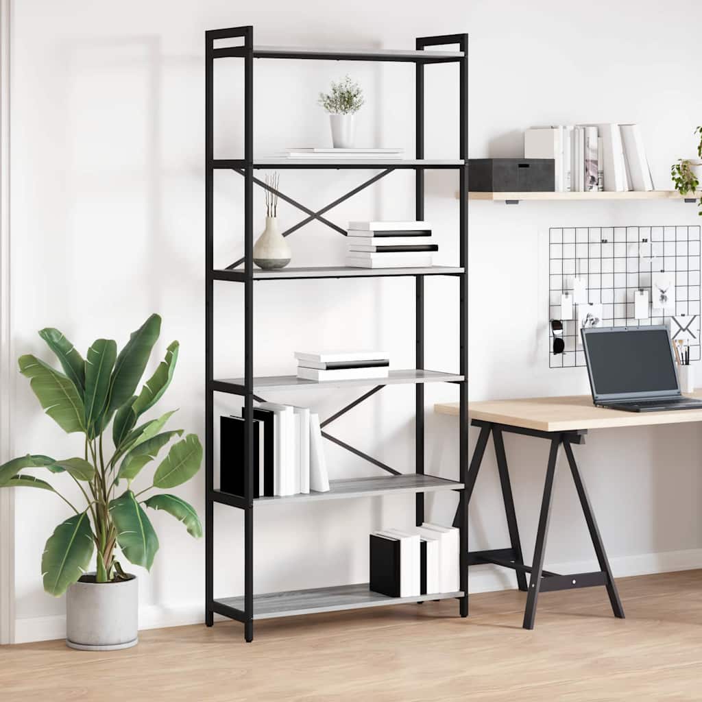 vidaXL Bücherregal Grau Sonoma 80 x 30 x 188 cm Holzwerkstoff