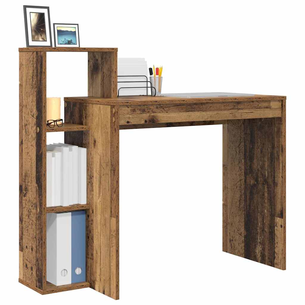 vidaXL Schreibtisch mit Regal Altholz 100 x 40 x 90 cm Holzwerkstoff - Image 3