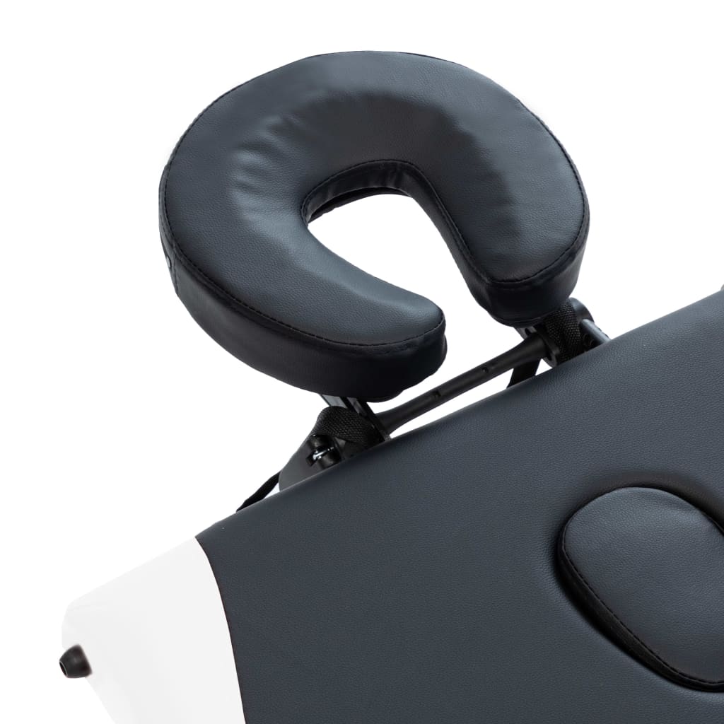 vidaXL Massageliege Klappbar 3-Zonen Aluminiumgestell Schwarz und Weiß - Image 6