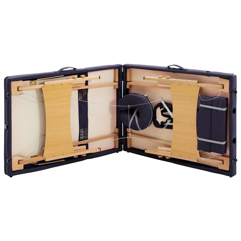 vidaXL Massageliege Klappbar 3-Zonen mit Holzgestell Lila - Image 6