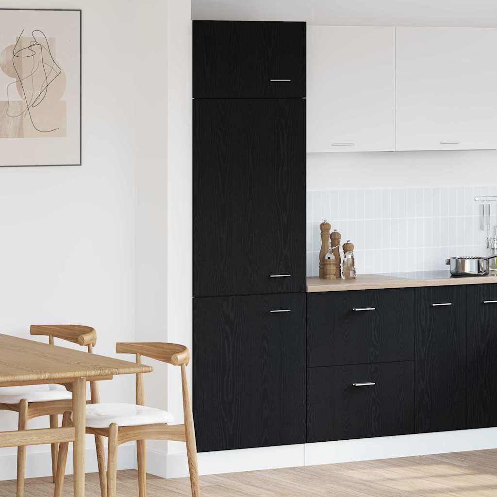 vidaXL Kühlschrankschrank Riga Schwarz Eichen-Optik 60 x 57 x 207 cm