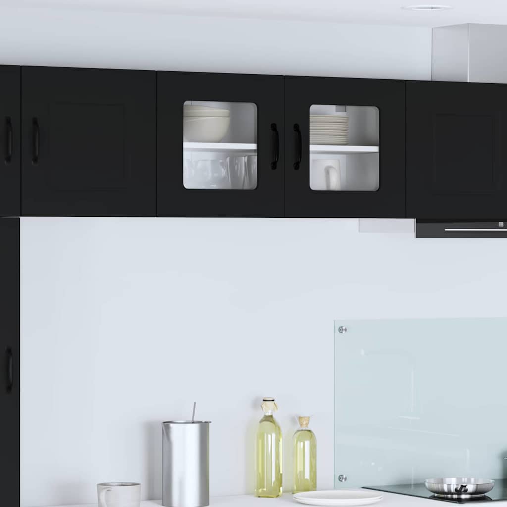 vidaXL Küchenwandschrank mit Tür Schwarz 80 x 31 x 40 cm Holzwerkstoff