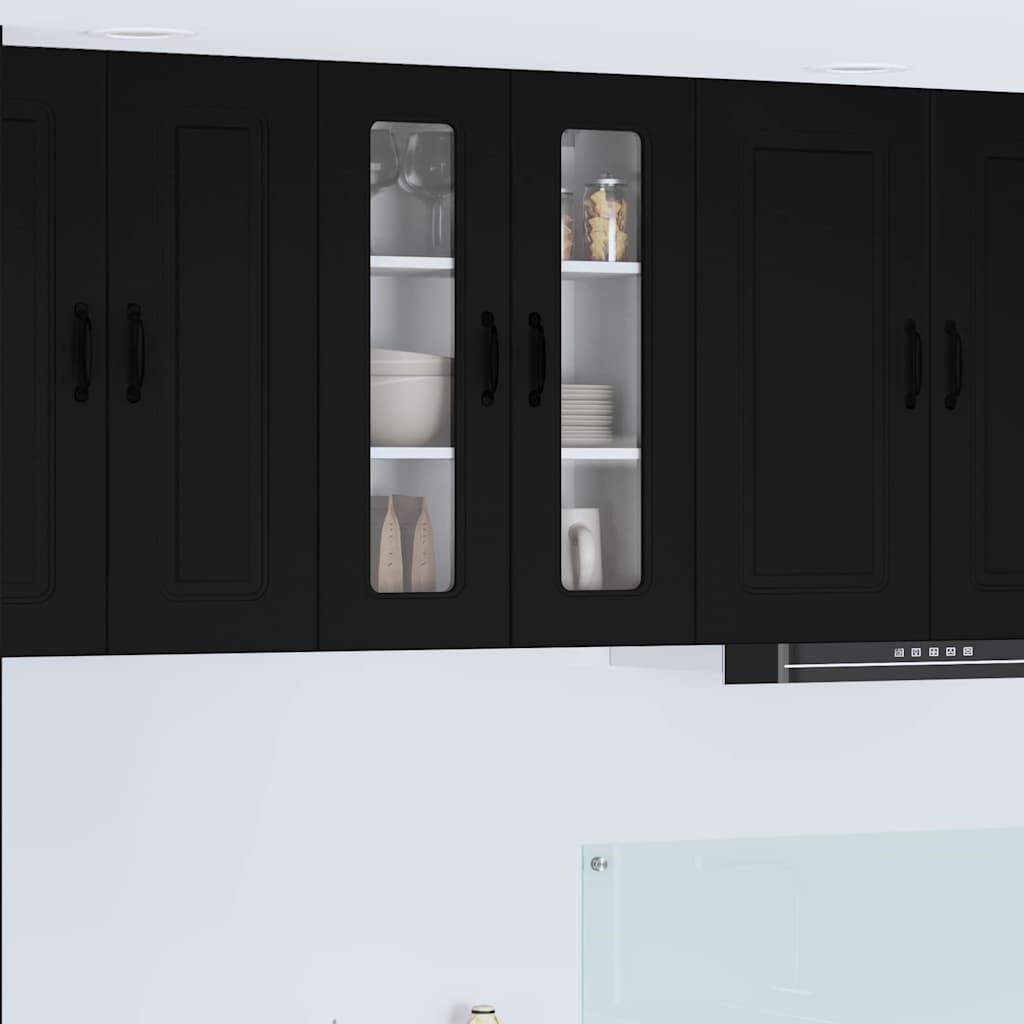 vidaXL Küchenwandschrank mit Tür Schwarz 60 x 31 x 80 cm Holzwerkstoff