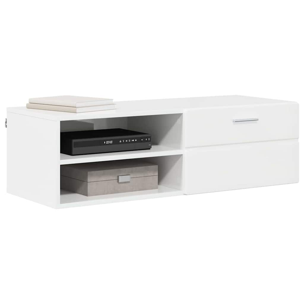 vidaXL Holzschrank Hochglanz Weiß 100,5 x 39 x 30 cm Holzwerkstoff - Image 3