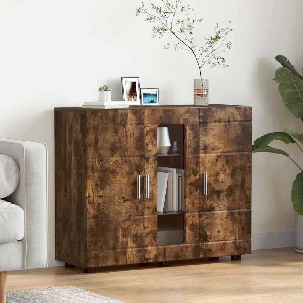 vidaXL Sideboard mit Tür Räuchereiche 55,5 x 29 x 100 cm Holzwerkstoff