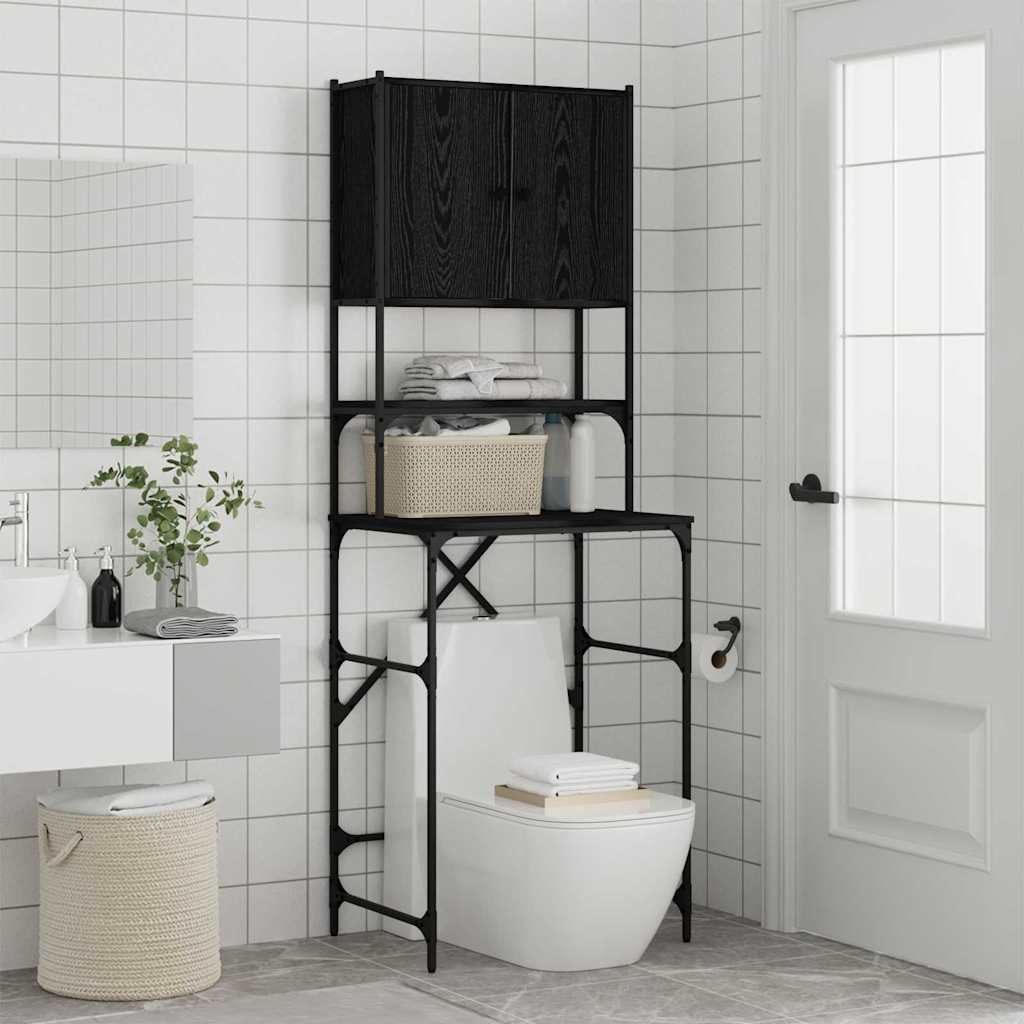 vidaXL Waschmaschinenschrank Schwarze Eiche 68 x 48,5 x 194 cm - Image 4