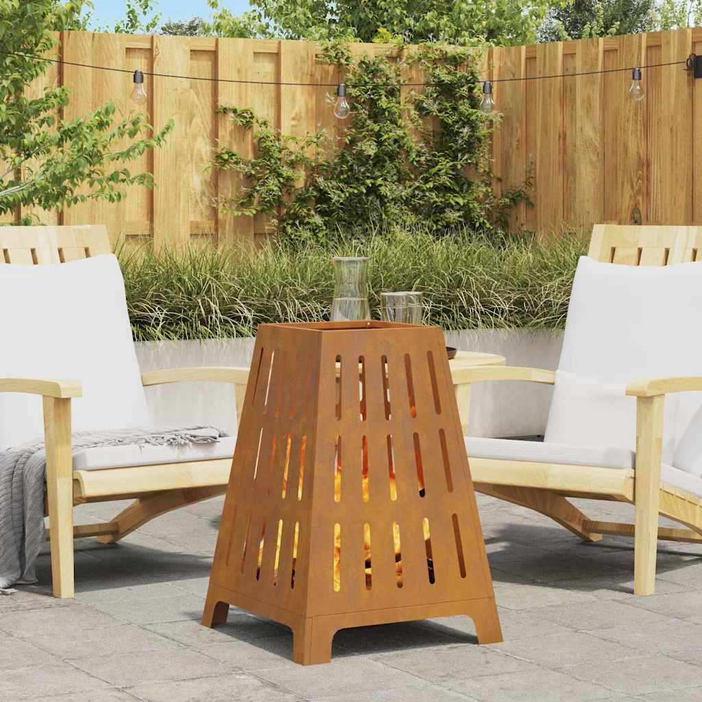 vidaXL Feuerplatz Braun 50 x 50 x 70 cm Witterungsbeständiger Stahl