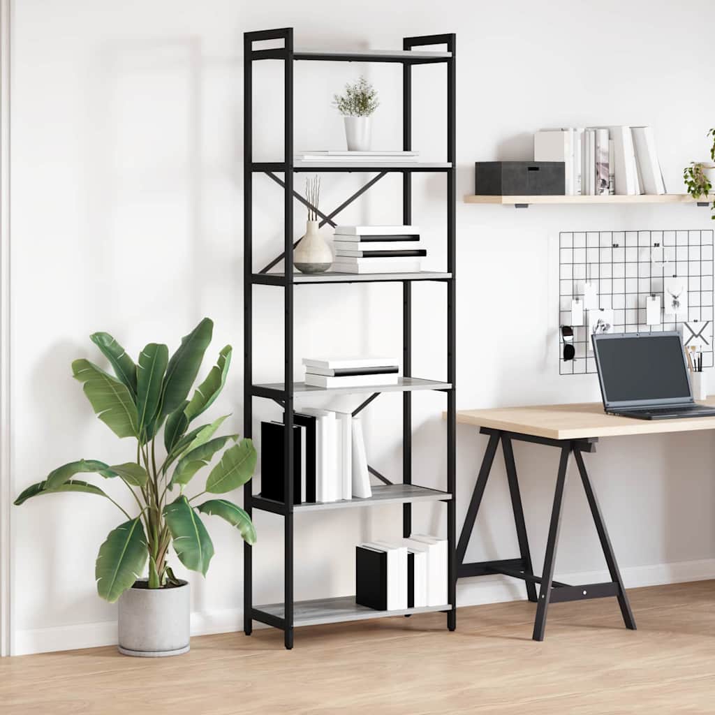 vidaXL Bücherregal Grau Sonoma 60 x 30 x 188 cm Holzwerkstoff