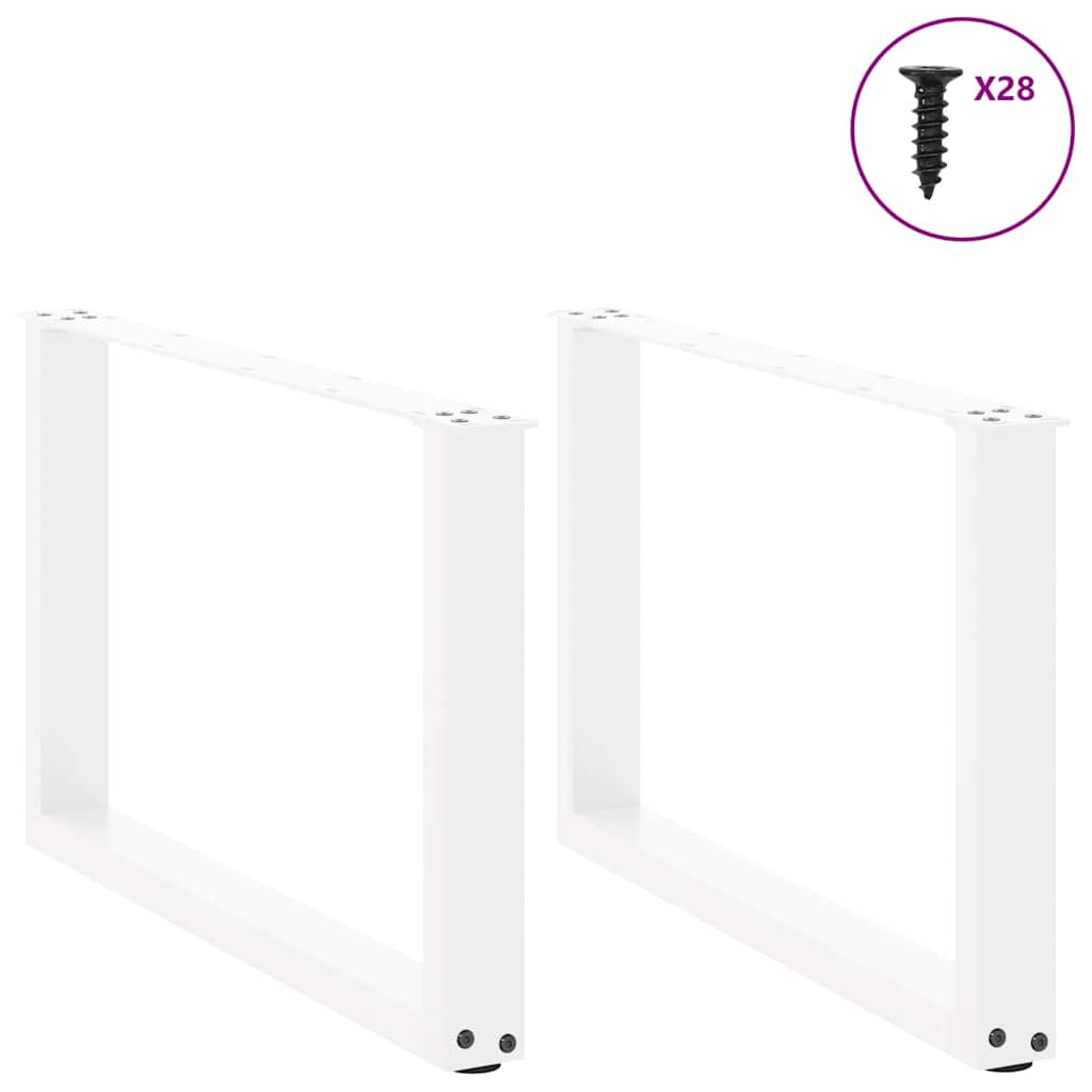 vidaXL Patas para mesa de centro en forma de U (2 unidades), color blanco, 70 x (42-43) cm, acero - Image 3