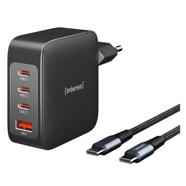 Intenso W140a3c - Netzteil - Gan - 240 Watt - 5 A - Pd 3.0, Pd/pps, Qc 4.0 - 4 Ausgabeanschlussstellen (3 X UsB-C, Usb Typ a)