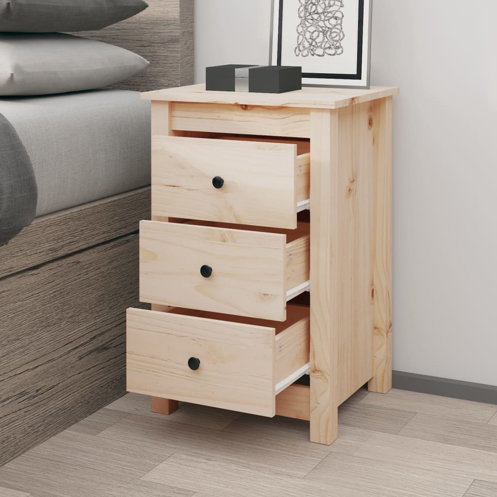 Comodino 40x35x61,5 Cm In Legno Massello Di Pino