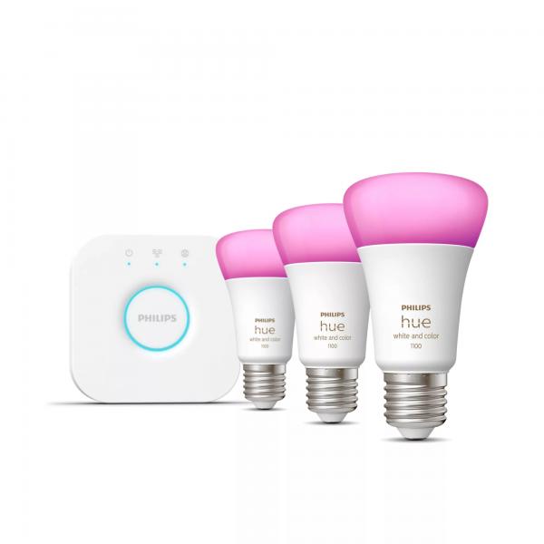 Philips Hue White And Color Ambiance, Starter Kit 3 Bulbs E27, 75w, Bluetooth, Lavora Con Alexa, Google E Homekit