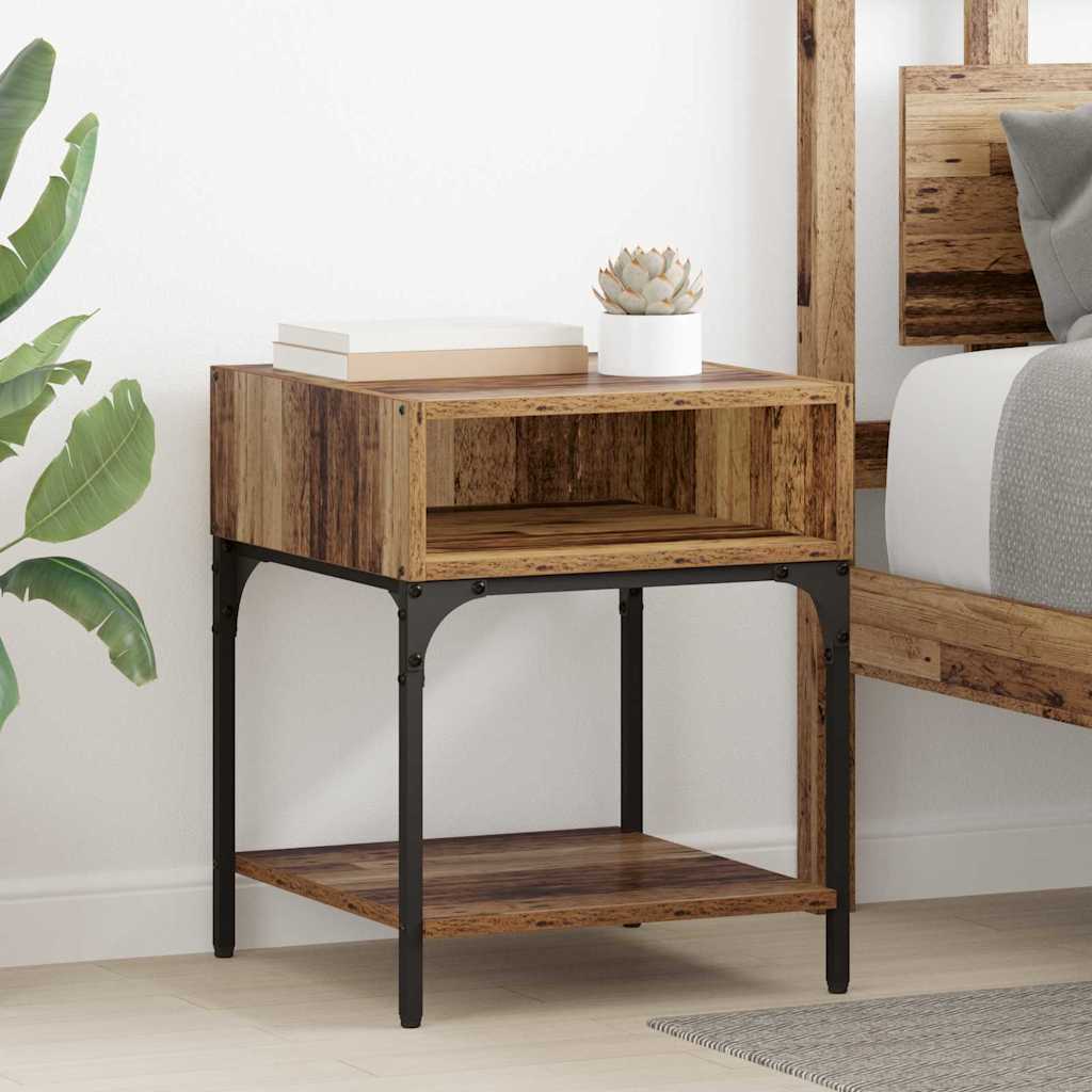 Comodino 2 Pcs Legno Vecchio 40 X 40 X 50 Cm Legno Multistrato