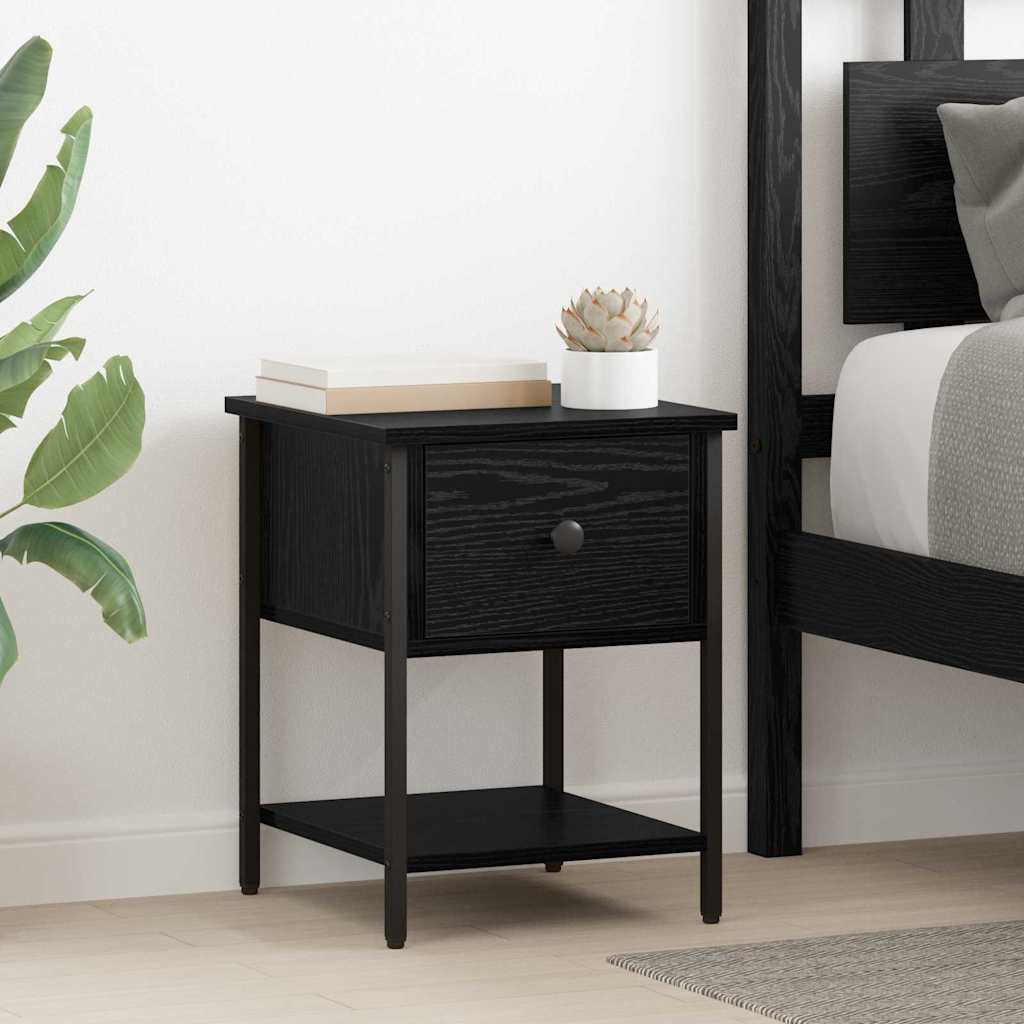 Comodino 2 Pcs Rovere Nero 34 X 35,5 X 45 Cm Legno Multistrato