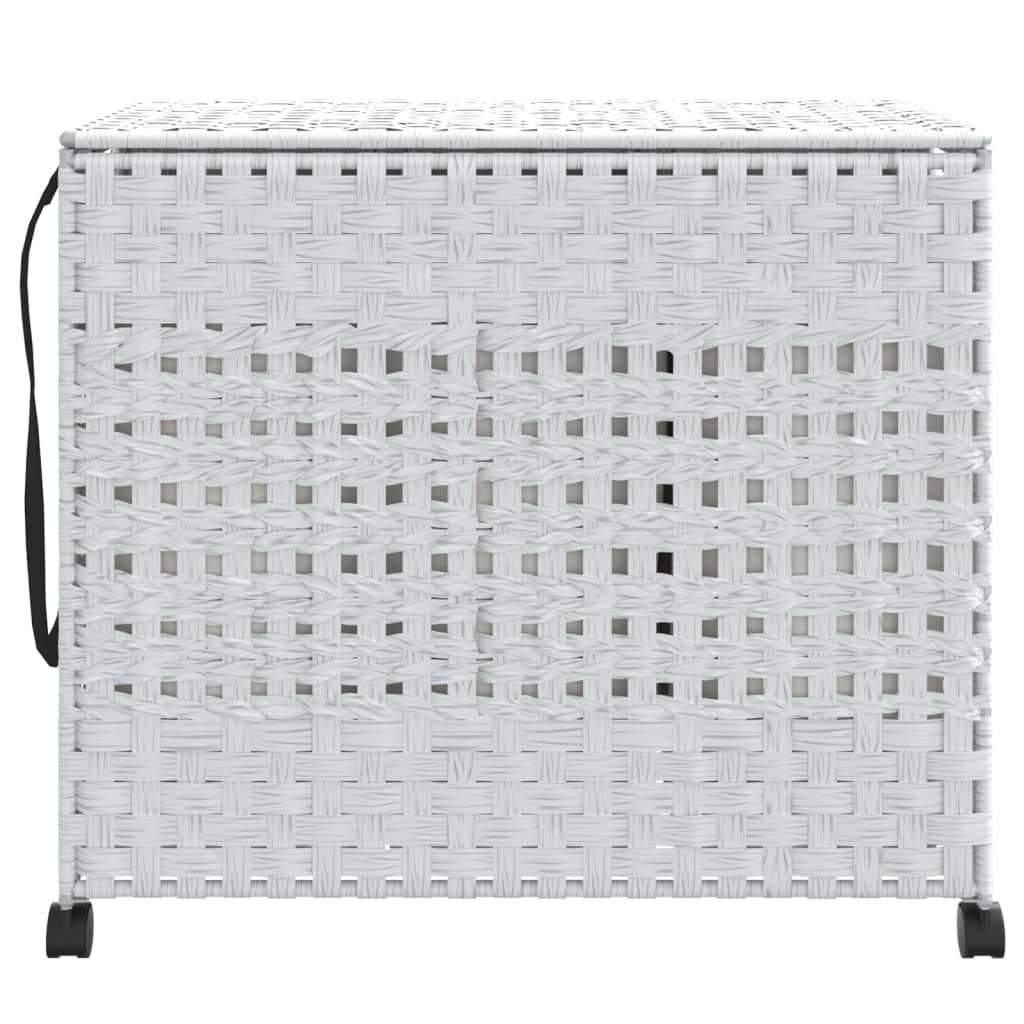 Cesto Portabiancheria Con Ruote Bianco 66x35x60 Cm Rattan - Image 3