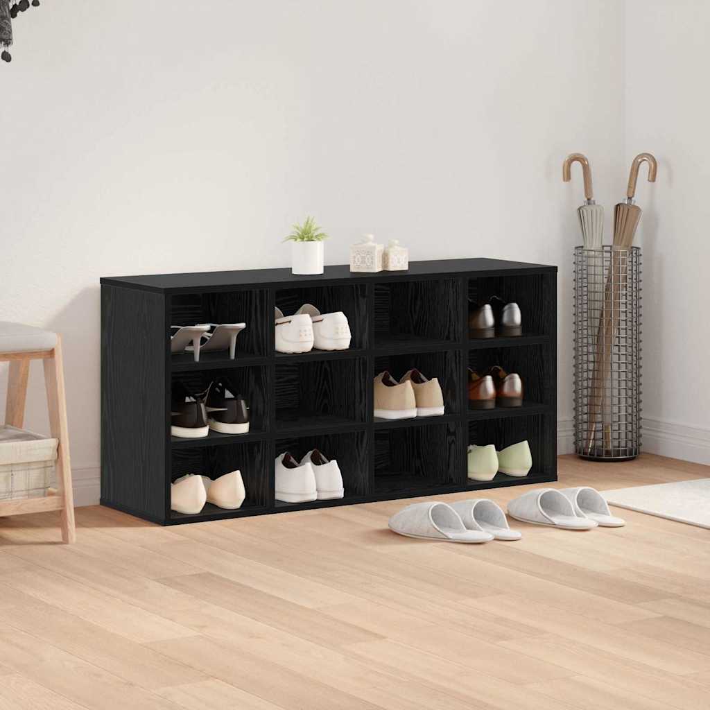 Mobile Per Scarpe Con Lo Scaffale Rovere Nero 103 X 30 X 51 cm - Image 4