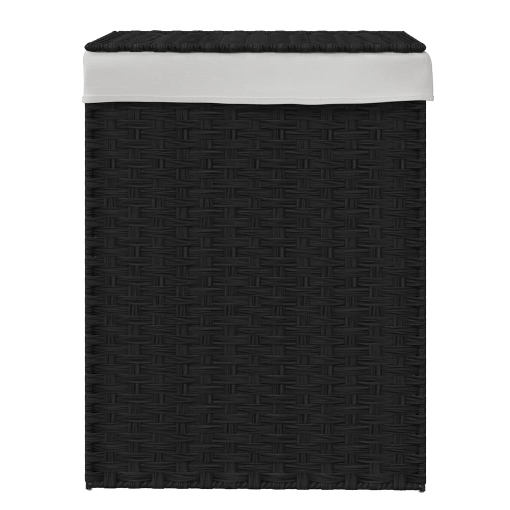 Cesto Portabiancheria Con Coperchio Nero 46x33x60 Cm Polyrattan - Image 3