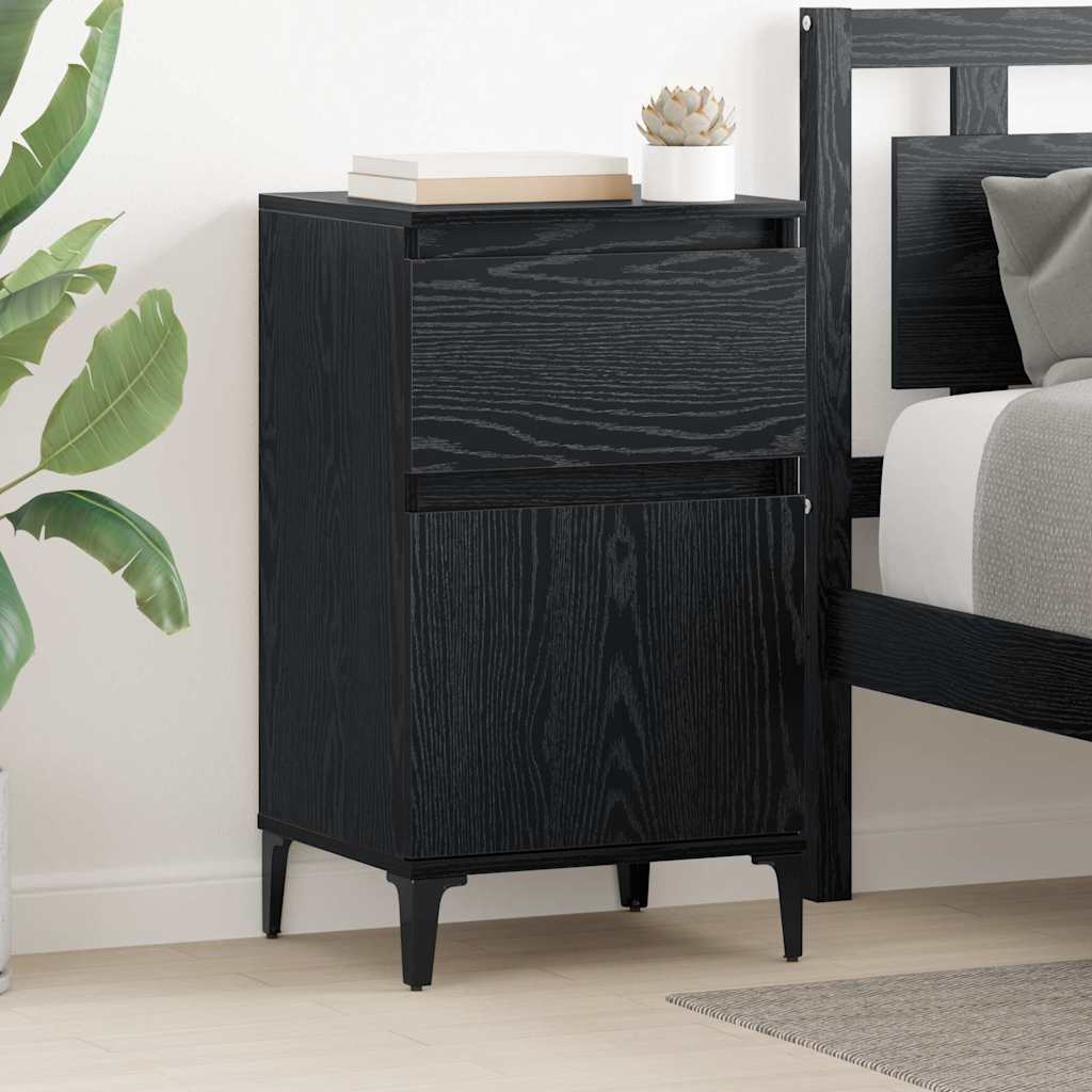 Armadio Da Notte Con Cassetto 2 Pcs Rovere Nero 40 X 35 X 70 cm