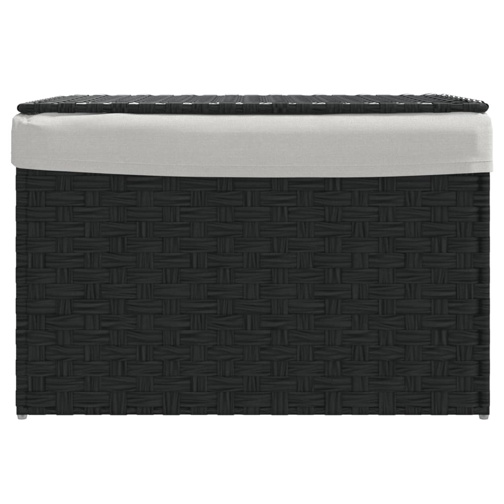 Cesto Portabiancheria Coperchio Nero 55,5x35x34 Cm Polyrattan - Image 3