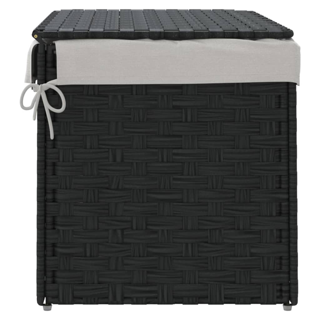 Cesto Portabiancheria Coperchio Nero 55,5x35x34 Cm Polyrattan - Image 4