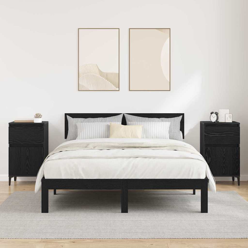 Armadio Da Notte Con Cassetto 2 Pcs Rovere Nero 40 X 35 X 70 cm - Image 4