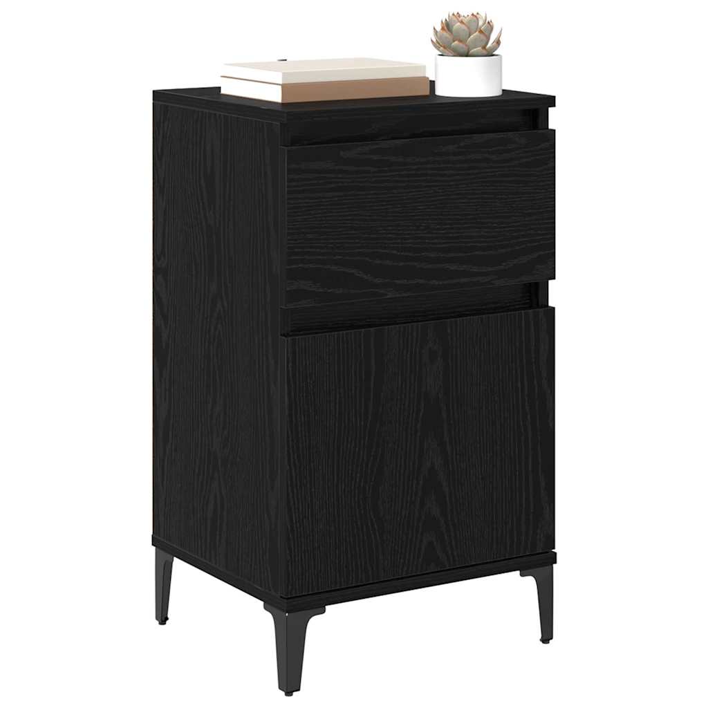 Armadio Da Notte Con Cassetto 2 Pcs Rovere Nero 40 X 35 X 70 cm - Image 3