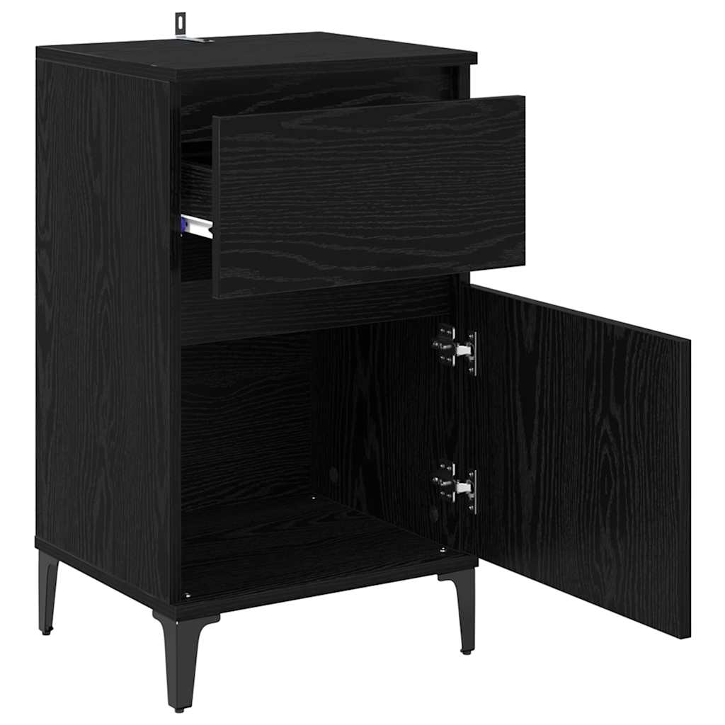 Armadio Da Notte Con Cassetto 2 Pcs Rovere Nero 40 X 35 X 70 cm - Image 5