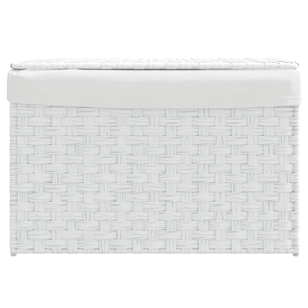 Cesto Portabiancheria Coperchio Bianco 55,5x35x34 Cm Polyrattan - Image 3