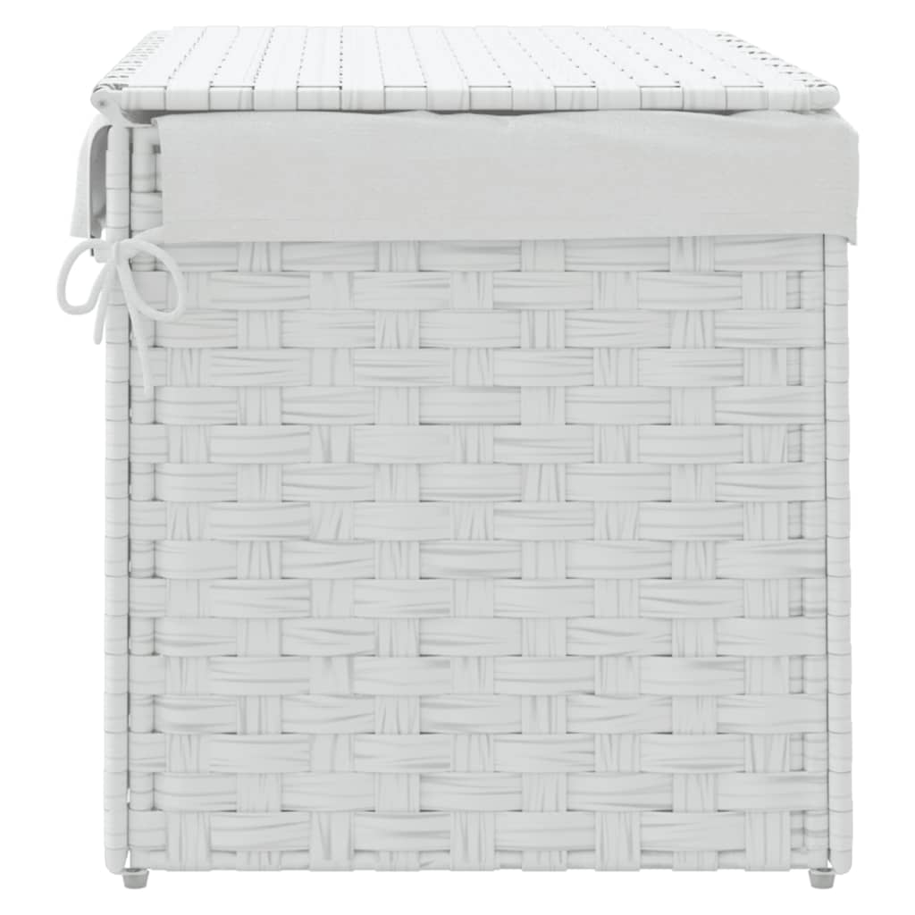 Cesto Portabiancheria Coperchio Bianco 55,5x35x34 Cm Polyrattan - Image 4