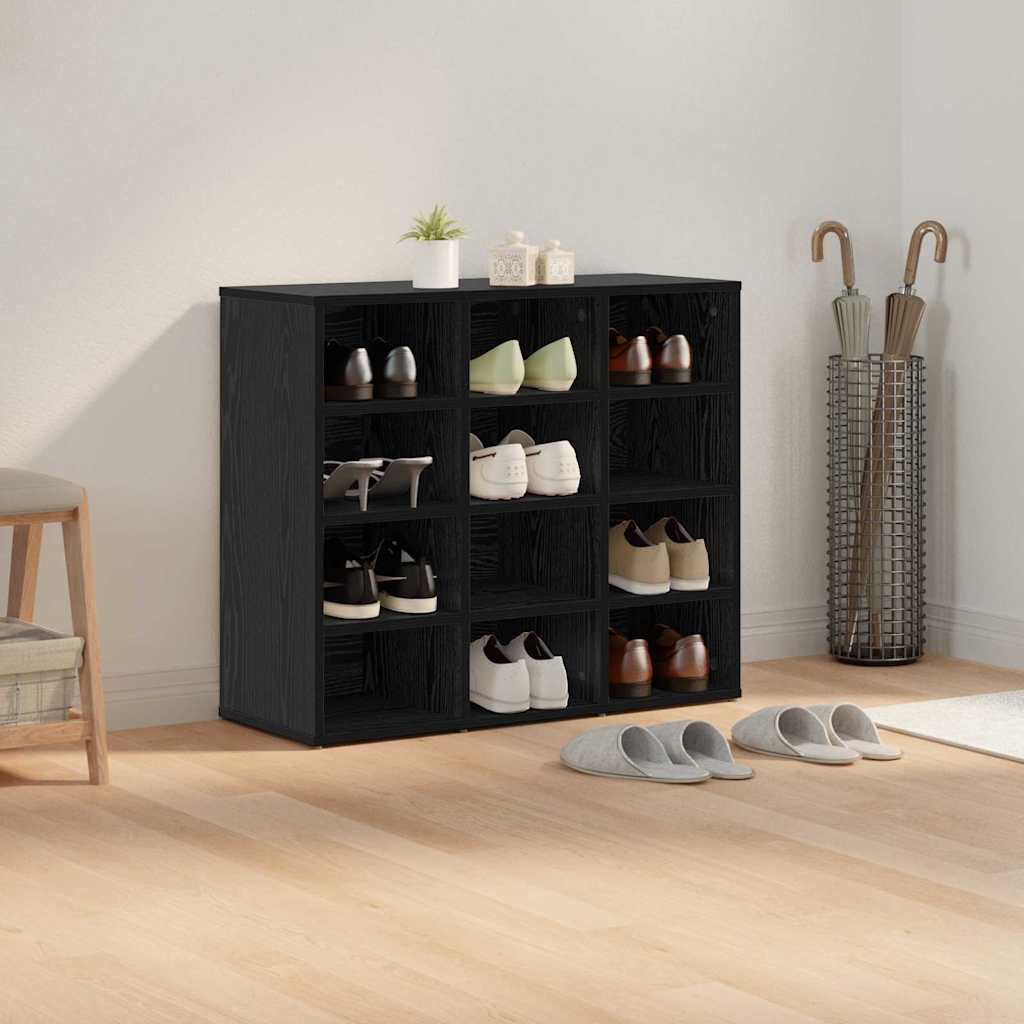 Mobile Per Scarpe Con Lo Scaffale Rovere Nero 77,5 X 30 X 67 cm - Image 4