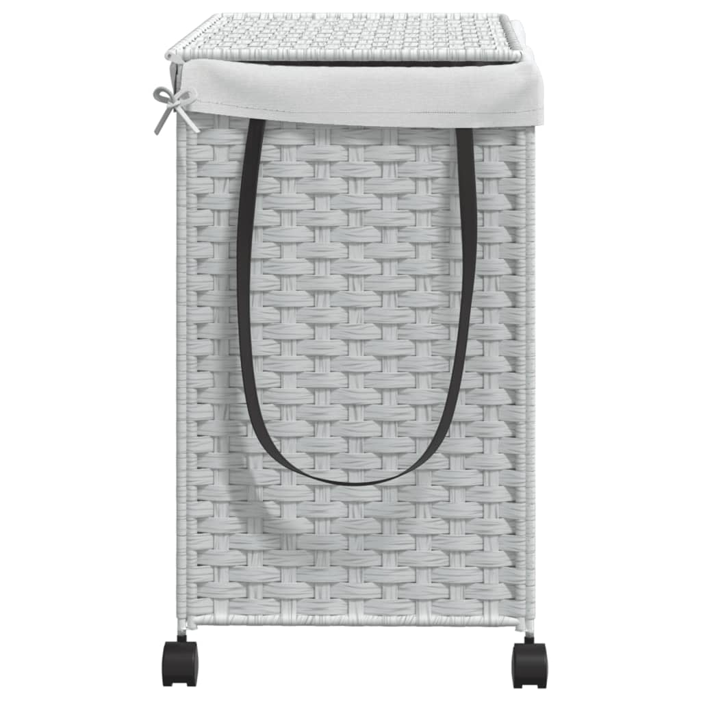 Cesto Portabiancheria Con Ruote Bianco 60x35x60,5 Cm Rattan - Image 4