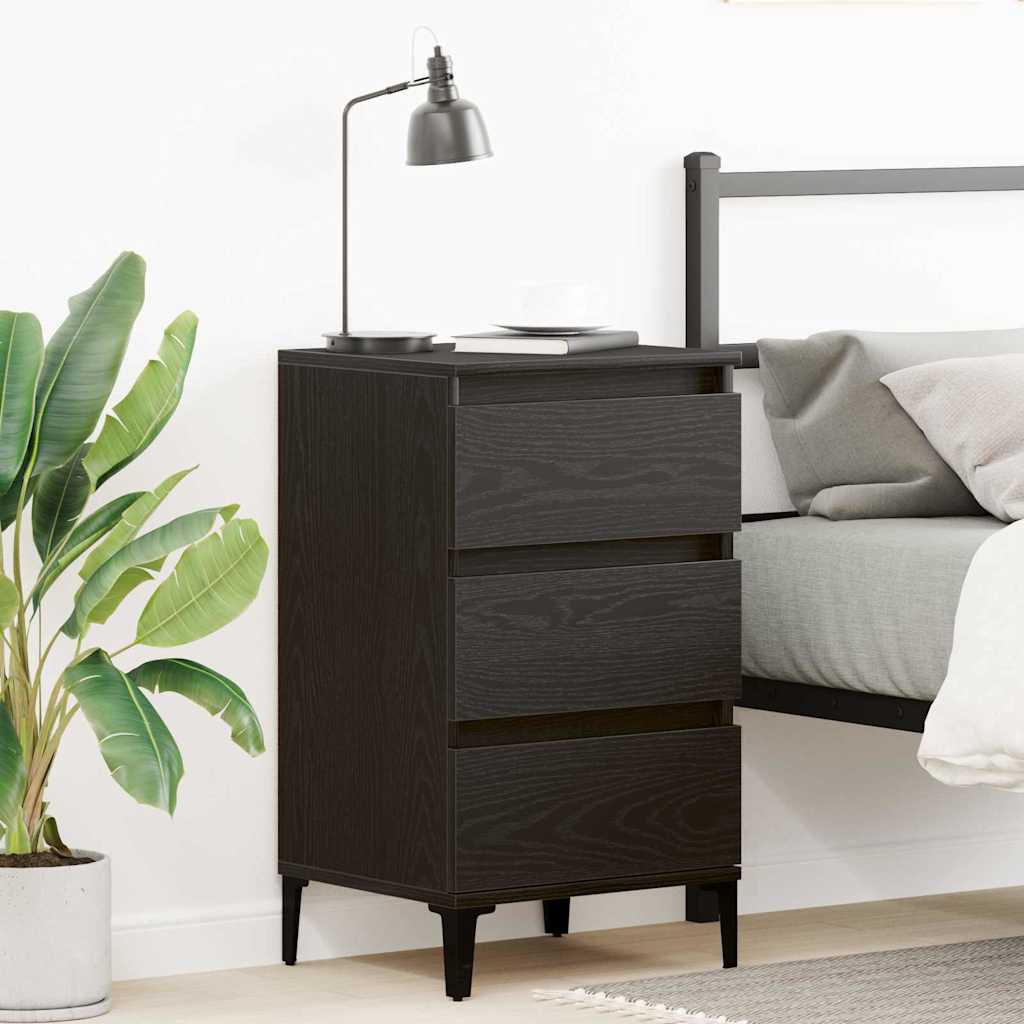 Armadio Da Notte Rovere Nero 40 X 35 X 70 Cm Legno Multistrato