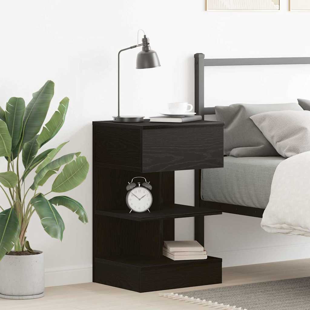 Armadio Da Notte Rovere Nero 40 X 35 X 65 Cm Legno Multistrato